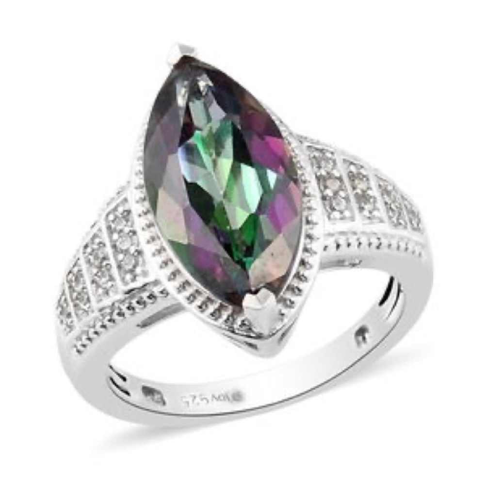 Northern Light Mystic Topaz with Zircon Ring